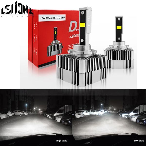 

lslight led d1s d2s d3s d4s car headlight bulb no-canbus 45w 6000k non-destructive installation waterproof light bulbs 12v