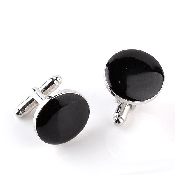 

new designers fashion classic mens buttons cufflinks enamel black white round business casual shirt cuff links luxury jewelry, Silver