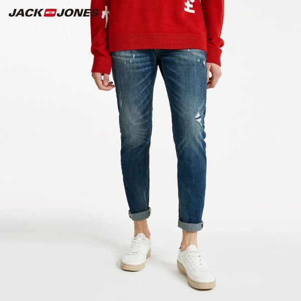 

winter men's cotton cool worn out casual jeans menswear 218432512, Blue