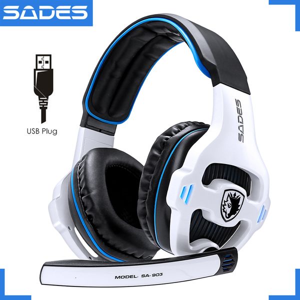 

sades sa-903 high-performance 7.1 usb pc headset deep bass gaming headphones with led micphone for games player