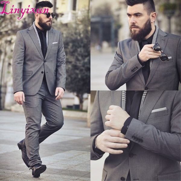 

linyixun latest coat pant designs gray wedding suit for men custom formal high quality tuxedo loose 2 pieces blazer, White;black