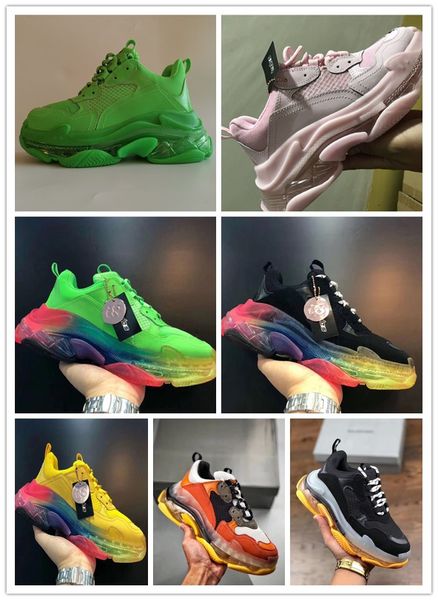 

2019 paris triple-s 17fw кристалл bottom зеленый люкс папа обувь платформа тройной кроссовки для mens женщин vintage канье старый дедушки тр