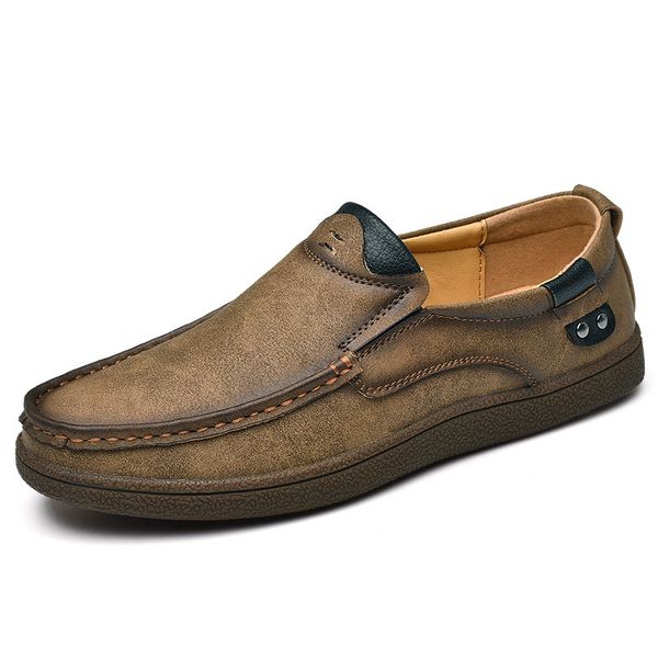 

quality split leather men loafers 2019 new breathable men's casual driving oxfords shoes men flats shoes moccasins size 46, Black