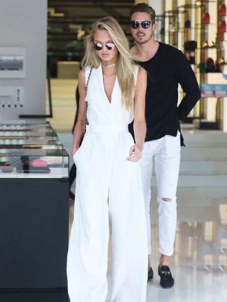 

fashion white new suit collar with sashes women jumpsuit 021901, Black;white