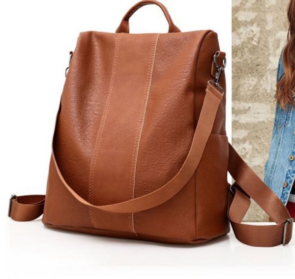 

backpack large capacity anti-theft bag female wild soft leather purse backpack back pack backpacks ita bag school bags