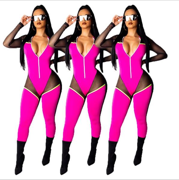 

новая мода полосатый длинные комбинезоны комбинезон лето новые женщины сексуальный глубокий v шеи сплит с длинным рукавом тонкий bodycon брю, Black;white