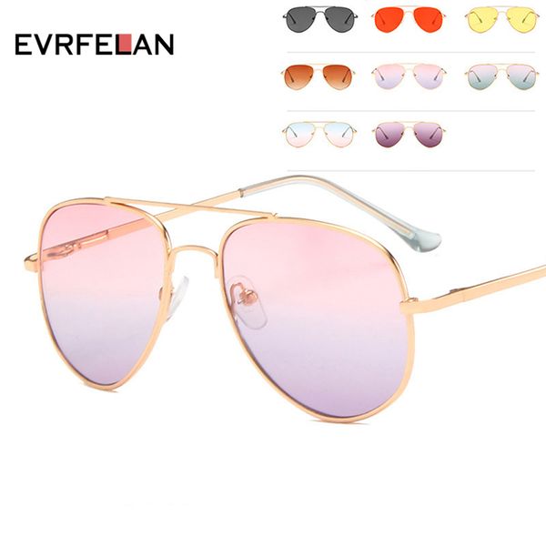 

evrfelan classic pilot sunglasses boys girls colorful gradient children sun glasses metal frame kids travel eyeglasses uv400, White;black