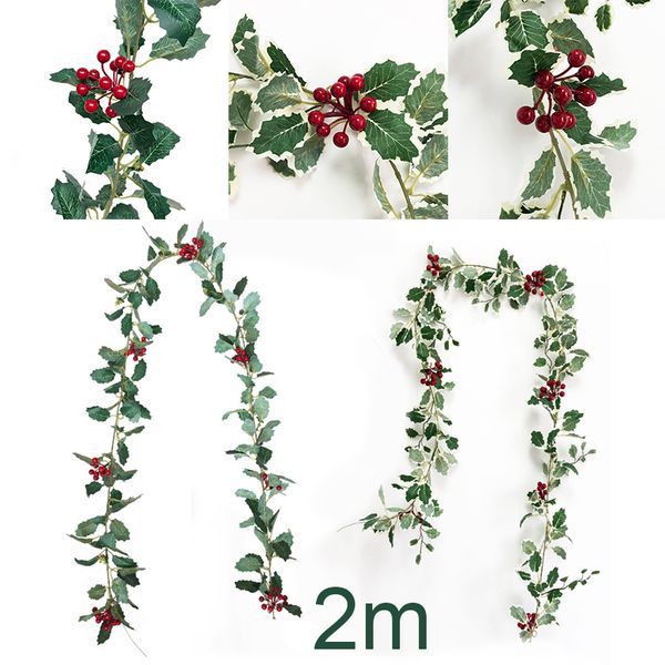 

artificial simulation rattan leaf plant christmas red fruit atmosphere layout suitable for home, office, wedding decoration