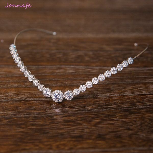 

jonnafe fashion bridal forehead tiara zirconia wedding hair crown accessories silver women prom hairband jewelry, Golden;white