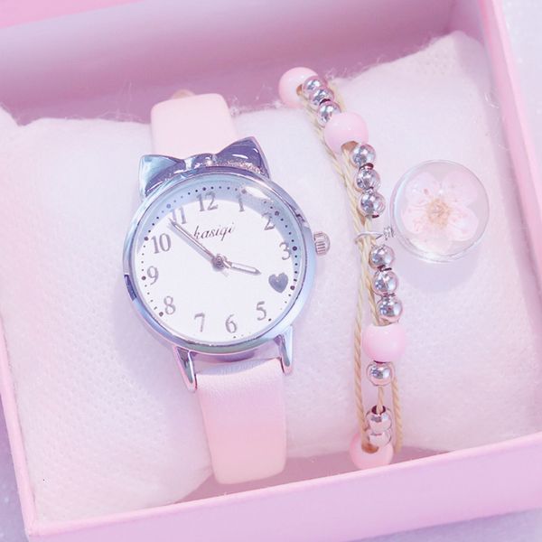 

children wrist watch girl pupil junior school student waterproof lovely girl pointer type cartoon electronics quartz watch, Slivery;brown