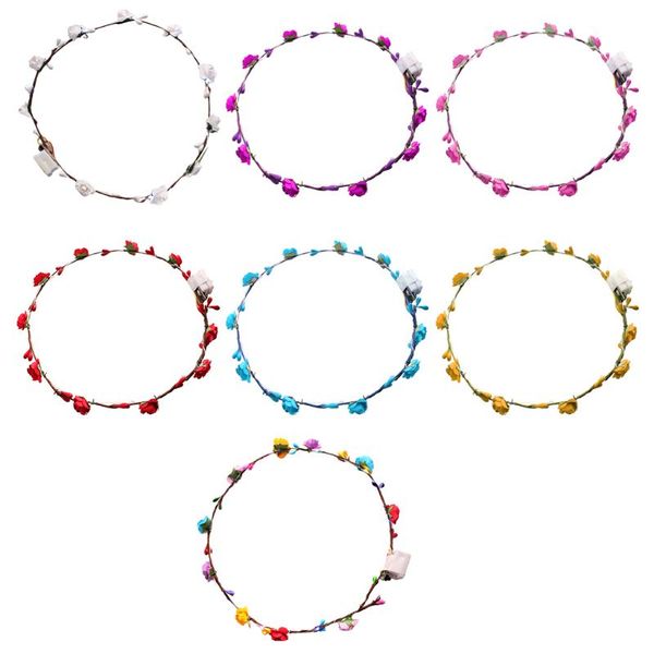 

led венок bohemia оголовье головной убор luminous цветочные tiara аксессуары для волос, Golden;white