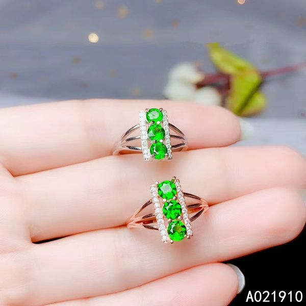 

kjjeaxcmy boutique jewelry 925 sterling silver inlaid natural diopside gemstone ring support detection exquisite cute, Golden;silver