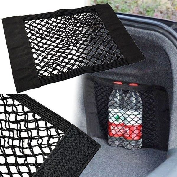 

car accessories back rear trunk seat elastic string net magic sticker mesh storage bag pocket cage auto organizer seat back bag