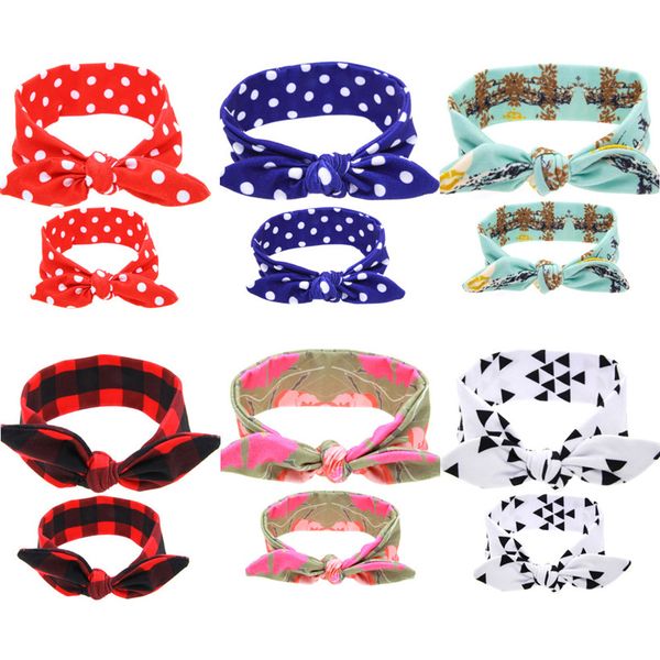 

новое прибытие cute мамочка младенца bow tie ободки группа волос кролика уши оголовье бронзировать dot плед сетка семьи встроенные аксессуар, Slivery;white
