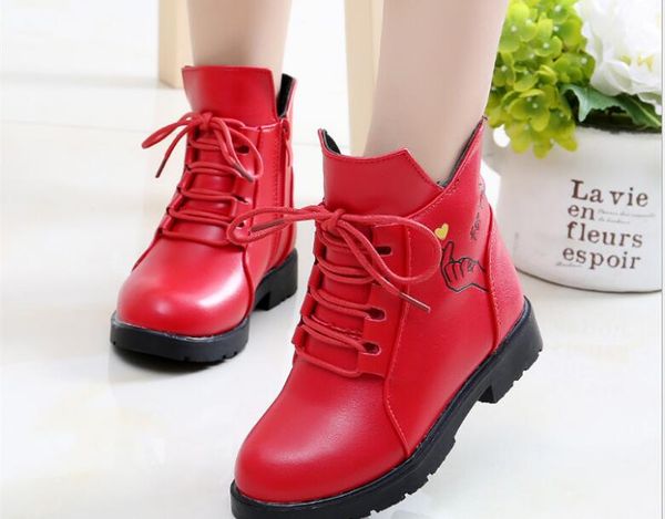 

дети нескользящие плюс бархатные сапоги искусственная кожа водонепроницаемые сапоги зима дети снег марка девушки мальчики обувь резина, Black;grey