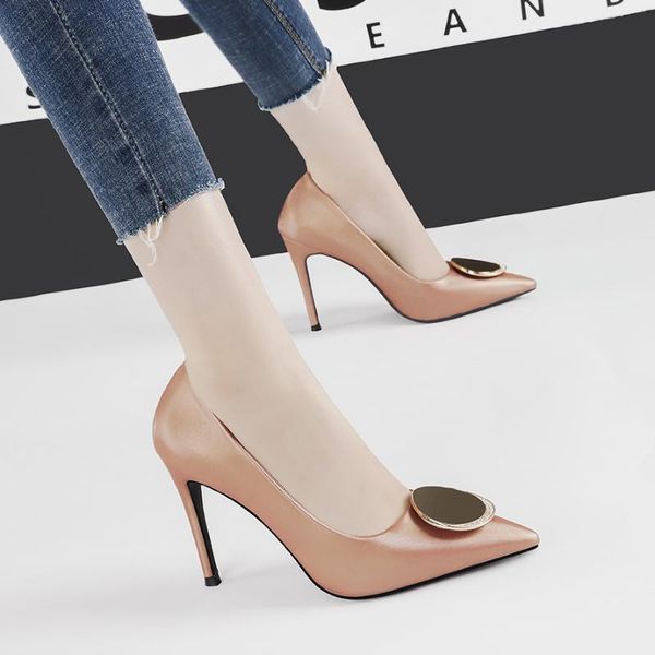 

fashion heel shoes women silk thin high pumps satin heeled elegant high heels crystal decorate pointed fashion ladies shoes, Black