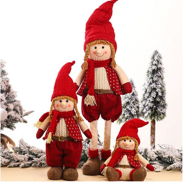 

retractable standing 17-24cm christmas doll christmas decoration cute boy/girl elf doll kids new year gift toy