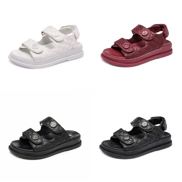

2020 summer strap sandals women flats open toe leopard casual rome plus size 34-40 l14#756, Black