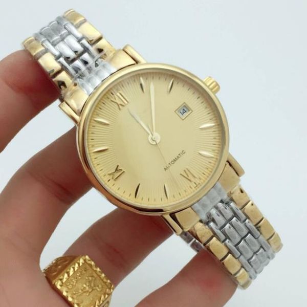 

style famous artisan series three-pin automatic mechanical high-grade couple watches precision steel waterproof watches for men and wome, Slivery;brown