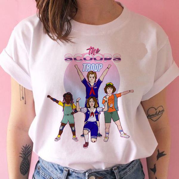 

amazon wish cross-border strange story stranger things letters printed round neck short sleeve t-shirt, White