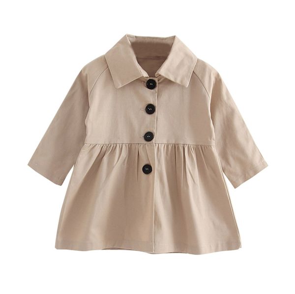

baby girls long sleeved trench coat children's solid color turn-down collar windbreaker winter warm jacket outwear 3-7 years a20, Blue;gray