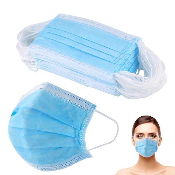 

dhl ship in stock blue face masks with ear loop sleep mask 3 ply facial mouth erdust dustproof xfva