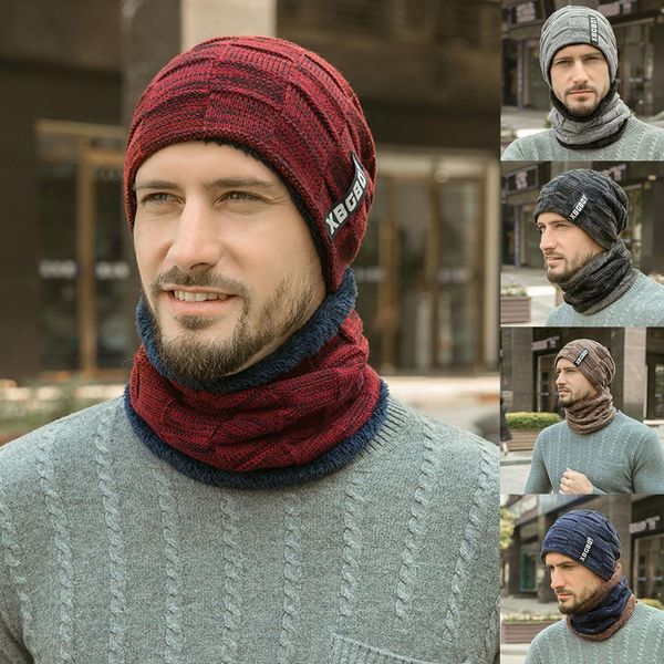 

winter scarf and hat warm set lattice knitting cashmere cotton comfortable warm women men casual cap hip-hop hat a12, Blue;gray