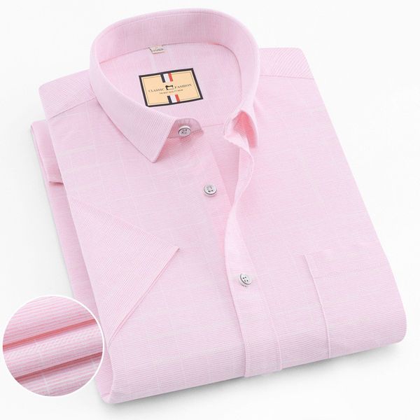 

men's dress shirts summer mens short sleeve cotton casual slim fit bamboo fiber solid color men shirt business, White;black