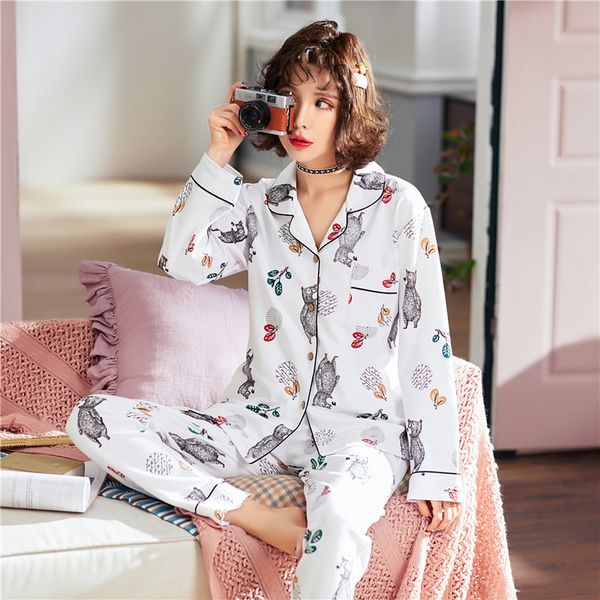 

lapel cotton pajamas leisure cartoon mother, Blue;gray