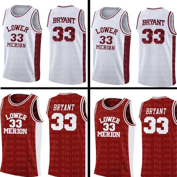 

high school Kobe 33 Bryant Jersey NCAA Mens White Red Cheap wholesale Basketball Jerseys Embroidery Logos S-XXL 9898