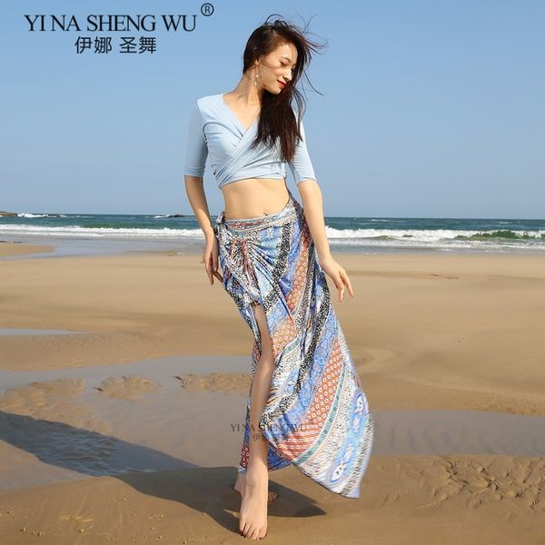 

new women belly dance clothing printed skirt belly dance costume skirt 2pcs set oriental practice clothes, Black;red
