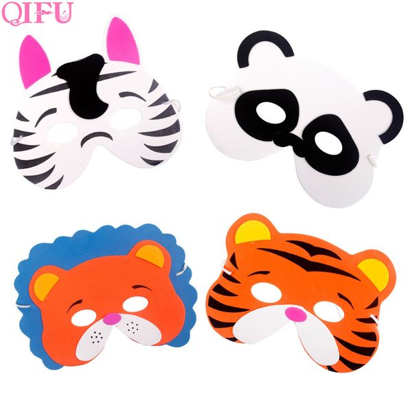 

qifu12pcs eva foam animal masks face funny birthday zoo jungle party kids supplies halloween masks cartoon dress up costume