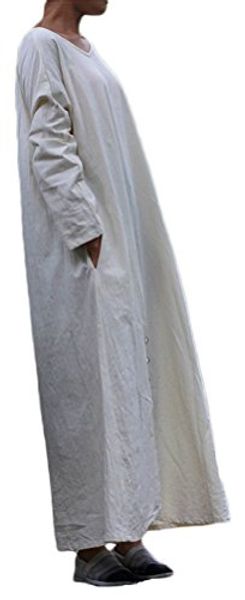 

soojun women's pure cotton v collar maxi dresses with bawting sleeve, Black;gray