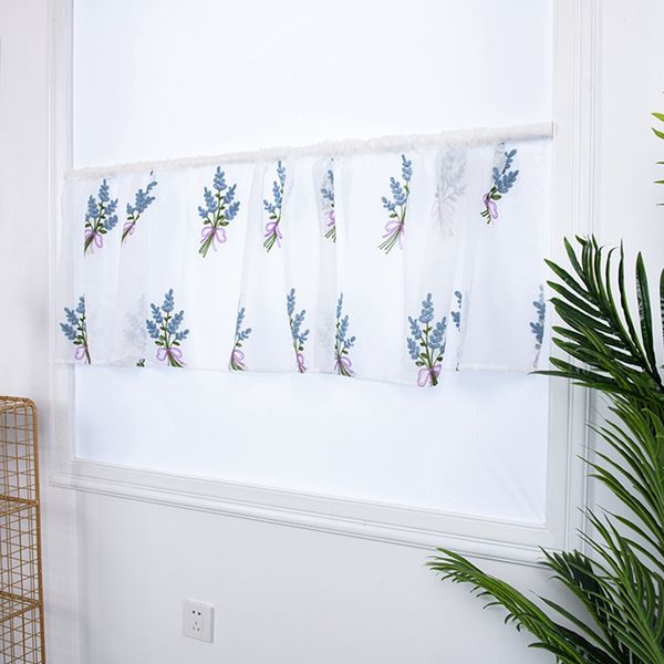 2019 Semi Transparent Cotton Decorative Floral Curtain Rod