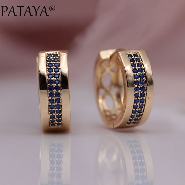 

pataya new 585 rose gold micro wax inlay four-color natural zircon dangle earrings women fine ru style flowers carving jewelry, Silver