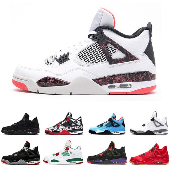 

flight nostalgia bred black white pizzeria 4 iv 4s tattoo men basketball shoes fire red cactus jack travis lightning mens sports sneakers