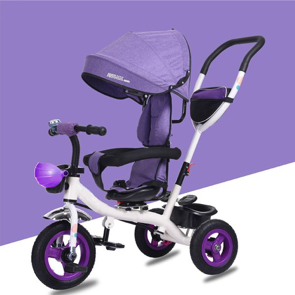 

2019 new children's tricycle baby bicycle 1-6 y baby large trolley three wheel stroller titanium empty wheel rotatable seat