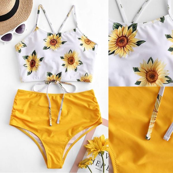 

women printing bandage bikini set brazilian swimwear beachwear swimsuit transparent strap beach bralette suit solid swimwear