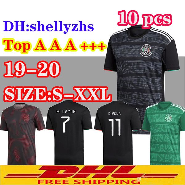 

men women 2019 mexico gold cup soccer jersey 2019 2020 chicharito marquez h.lozano g.dos santos football shirts 10pcs dhl shipping, Black;yellow