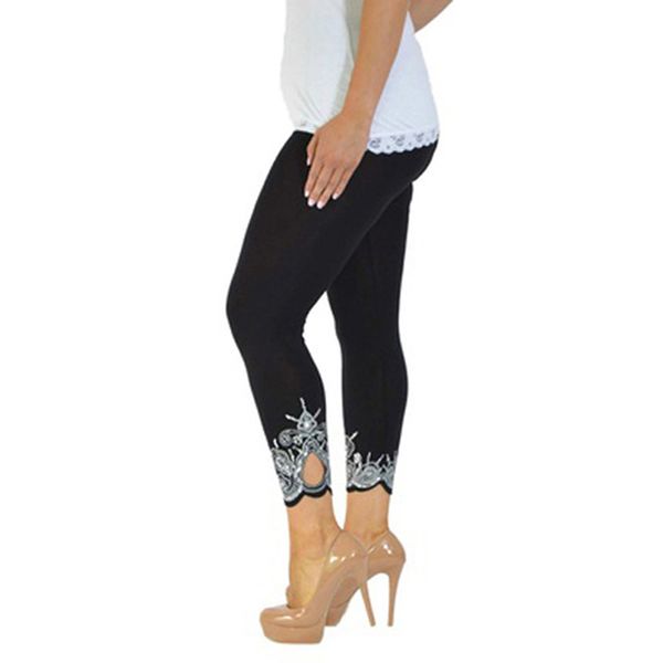 

women summer lace pants women 2020 fashion openwork lace skinny stretch cropped leggings trousers slim capris pants, Black;white
