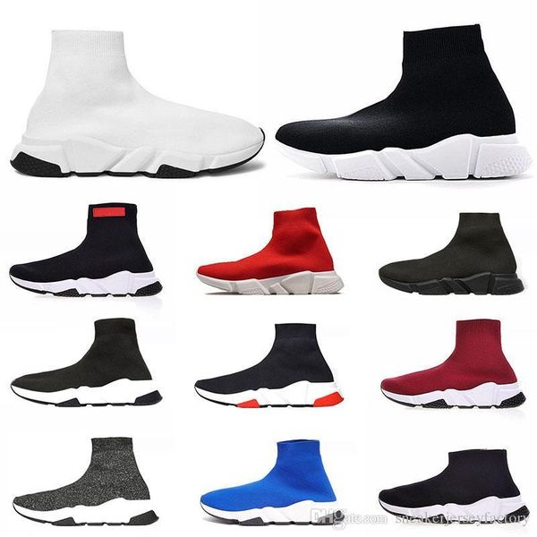 

paris 2019 fashion brand luxury speed trainers runner triple-s white black socks shoes glitter flat sock boots gypsophila casual shoes 36-45