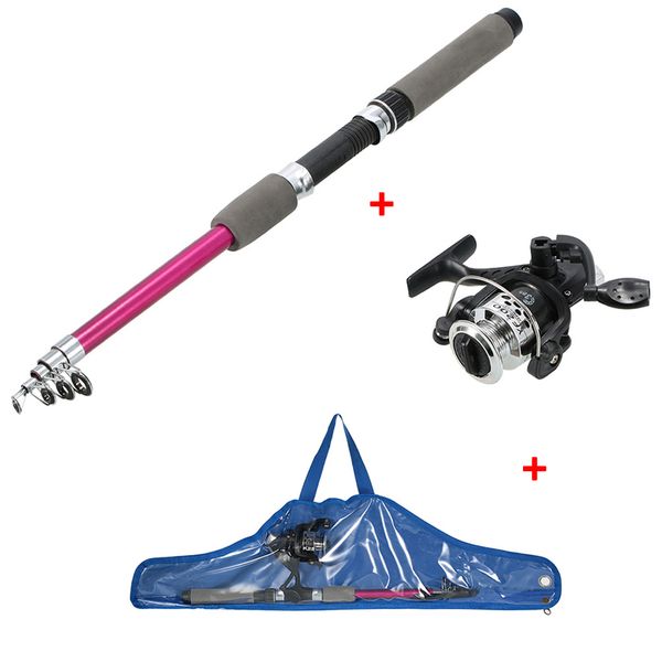 

children fibre glass fishing rod and reel fishing kits aluminum alloy 5.2:1 spinning reel set 0.47-1.8m