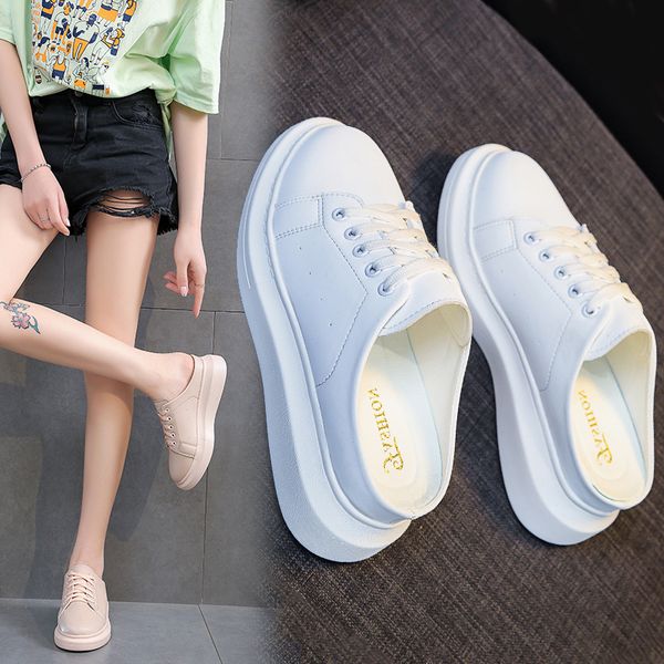 

women's shoes platform all-match casual female sneakers slip-on modis round toe flats soft summer slip on 2020 dress, Black