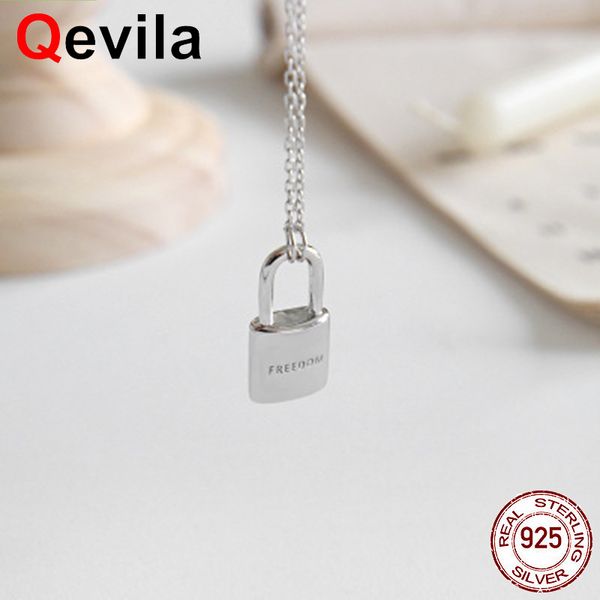 

qevila lovely necklaces for women lover 925 sterling silver heart romantic padlock pendant necklace choker jewelry colares
