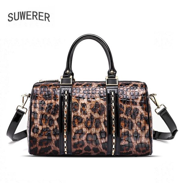 

suwerer 2020 новых женщин из натуральной кожи сумка моды leopard мешок реального коровьей роскошные женщины кожи плеча