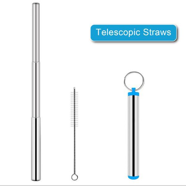 

многоразовые складные соломинки для питья из нержавеющей стали металлические складные телескопические соломинки с алюминиевым корпусом щетка
