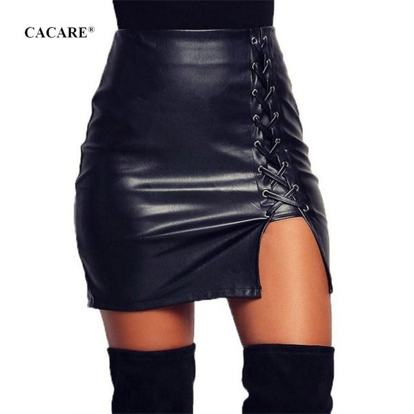

2020 black mini short skirt women metallic pu leather skirt f0502 tight with sides strips s-5xl plus size