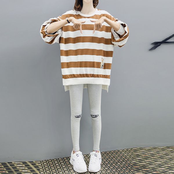

maternity clothes autumn set 2019 new style pregnant women fashion set spring and autumn two-piece set fashion mom base shirt to, Blue