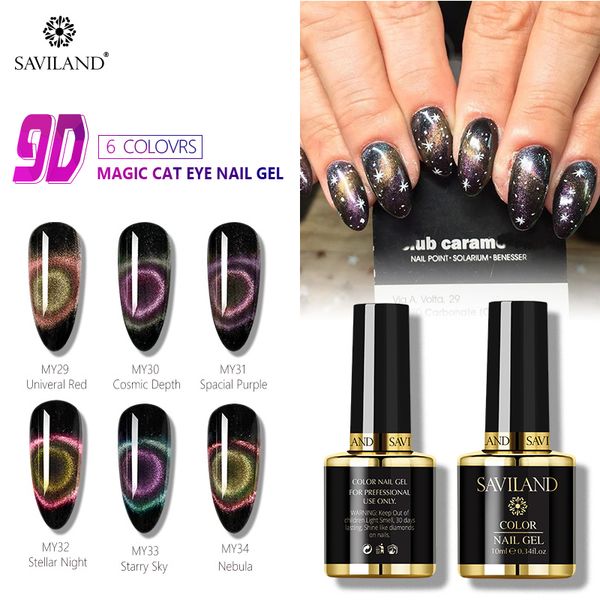 

saviland chameleon magnetic 9d galaxy cat eye gel varnish long lasting starry sky jade effect black base needed gel, Red;pink