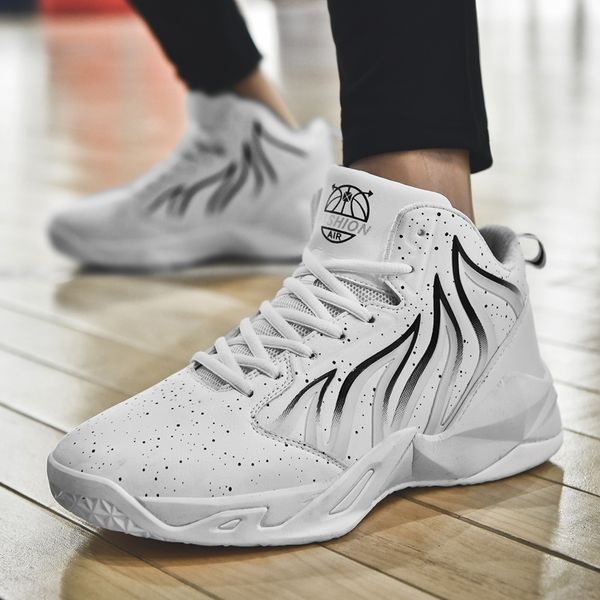 

the new actual combat children's sports basketball breathable casual shoes men's large size shoes, Black